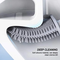 Silicon Toilet Brush with Slim Holder Flex Toilet Brush Anti-drip Set Toilet Bowl Cleaner Brush, No-Slip Long Handle Soft Silicone Bristle Clean Toilet Corner Easily.(Multi Color)