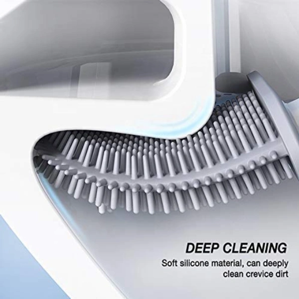 Silicon Toilet Brush with Slim Holder Flex Toilet Brush Anti-drip Set Toilet Bowl Cleaner Brush, No-Slip Long Handle Soft Silicone Bristle Clean Toilet Corner Easily.(Multi Color)
