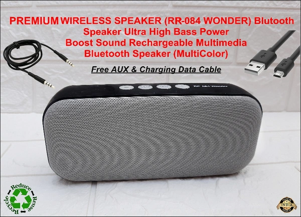 PREMIUN WIRELESS SPEAKER Wireless Bluetooth Ultra High Bass Boost Sound Rechargeable Multimedia Power Portable Speaker USB, SD Card, AUX, & Call Function.  
