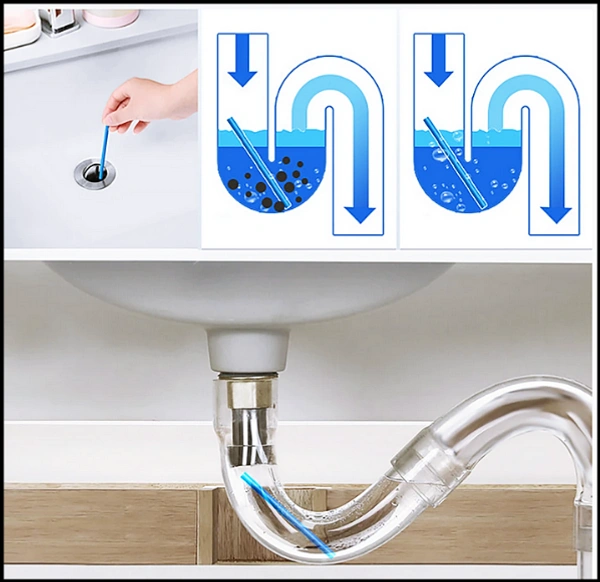 Sani Sticks Sewer Drain Cleaner and Deodorizer Unscented, Kitchen Toilet Bathtub Sewage Decontamination to Deodorant Smelly Cleaning Rod Pipes, Remove Bad Smell of Drain ( Multicolour) (Each Pack 12 Sticks) 