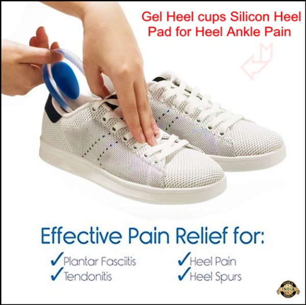 Gel Heel cups Silicon Heel Pad for Heel Ankle Pain, Heel Spur Shoe Support Pad for Men and Women Shock Cushion Pad for Heels Cushion Heel(BLUE) 
