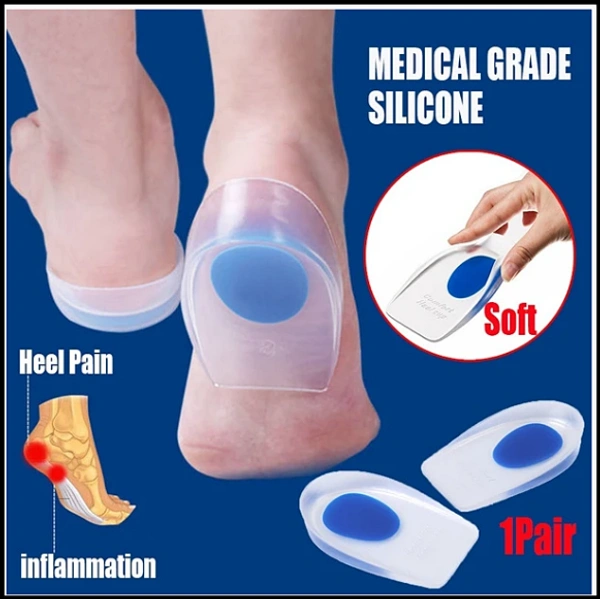 Gel Heel cups Silicon Heel Pad for Heel Ankle Pain, Heel Spur Shoe Support Pad for Men and Women Shock Cushion Pad for Heels Cushion Heel(BLUE) 
