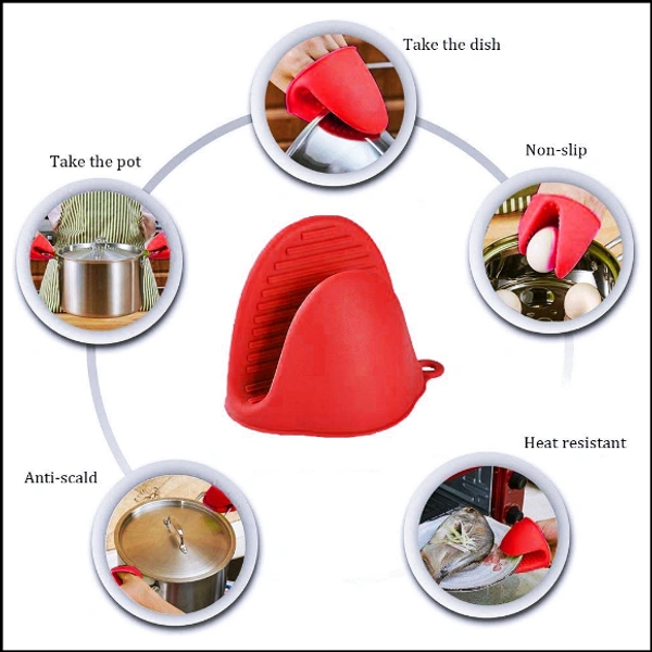 Silicone Pot Holder Heat Resistant, Oven Mitts Glove Cooking Pinch Grips  Glove Hand Clip Convenient Pot