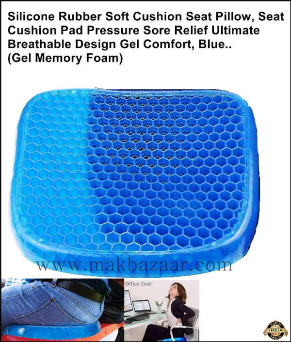 Silicone Rubber Soft Cushion Seat Pillow, Seat Cushion Pad Pressure Sore  Relief Ultimate Breathable Design Gel