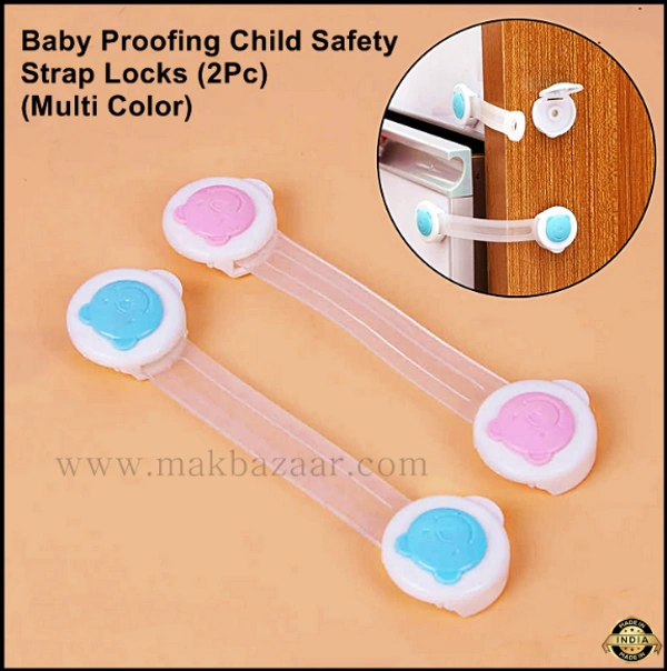 Child Safety Strip Locks Baby Locks for Cabinets and Drawers, Toilet, Fridge & More. Easy Installation, No Drilling Required.. (Pack of 2)