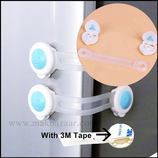 Child Safety Strip Locks Baby Locks for Cabinets and Drawers, Toilet, Fridge & More. Easy Installation, No Drilling Required.. (Pack of 2)