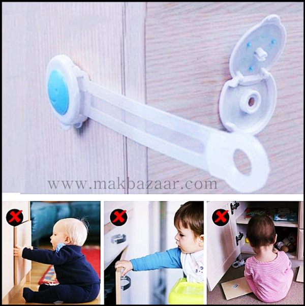 Child Safety Strip Locks Baby Locks for Cabinets and Drawers, Toilet, Fridge & More. Easy Installation, No Drilling Required.. (Pack of 2)