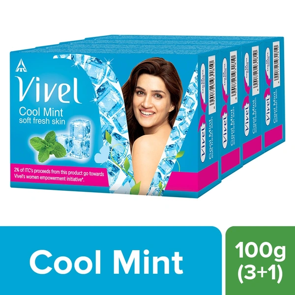 Vivel Cool Mint Soap, Soft Fresh Skin with Menthol 100gx3+1free - 400g