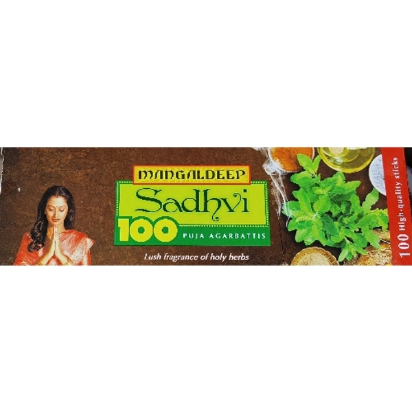 Mangaldeep Sadhvi 100 Puja Agarbattis Lush Fragrance Of Holy Herbs - (2 Packs × 50 Sticks)