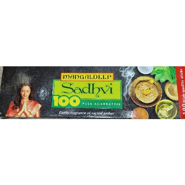 Mangaldeep Sadhvi 100 Puja Agarbattis Earthy Fragrance Of Sacred Amber  - (2 Packs × 50 Sticks)