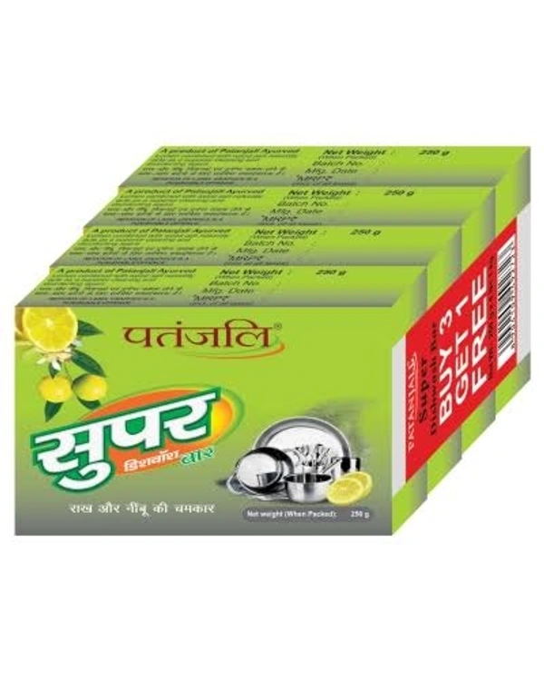Patanjali Super Dish Wash Bar  - 250 Gx4N =1kg