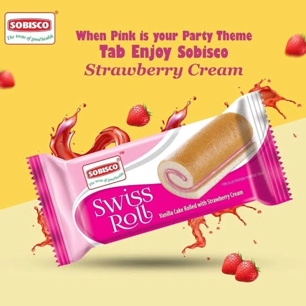 Sobisco Swess Roll Vanilla Cake With Strawberry Cream - 35g