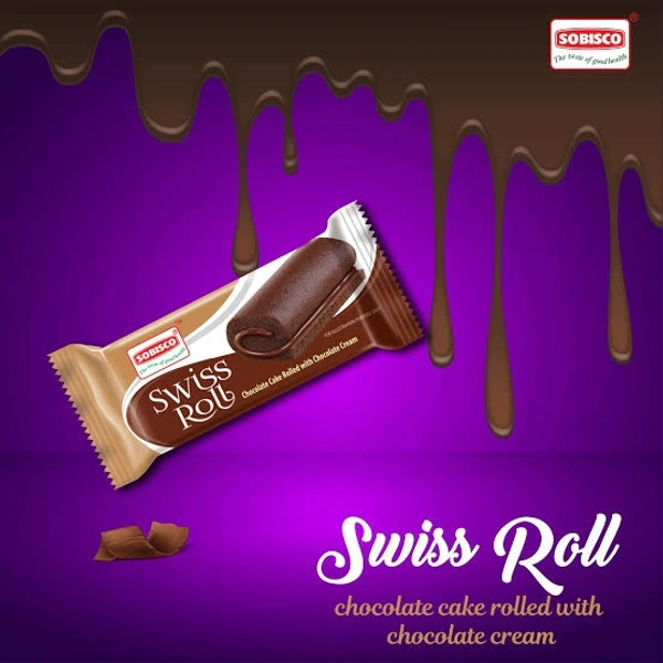 Sobisco Swiss Roll Chocolate Cake Rolled With Vanilla Cream - 35g