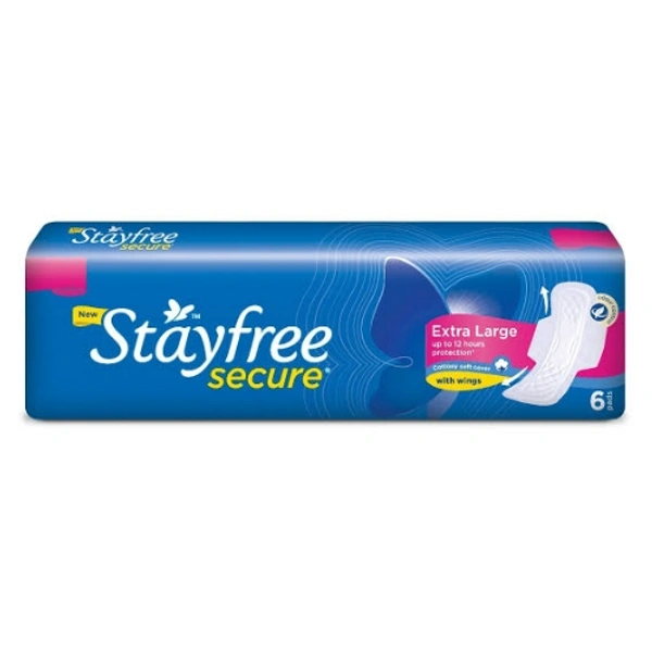 Stayfree Secure Dry XL Cottony Sanitary Pads With Wings - 6 Units