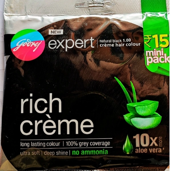 Godrej Expert Natural Black Rich Creme Hair Colour - (12ml + 12ml)