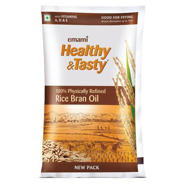 Emami Healthy and Tasty Refined Rice Bran Oil Pouch - 1L