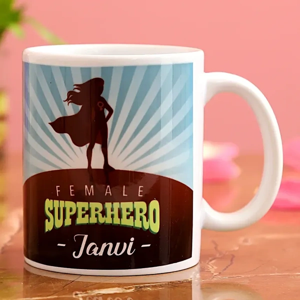 Female Superhero Personalized White Mug