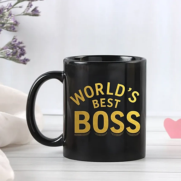 Personalized Boss Day Black Mug