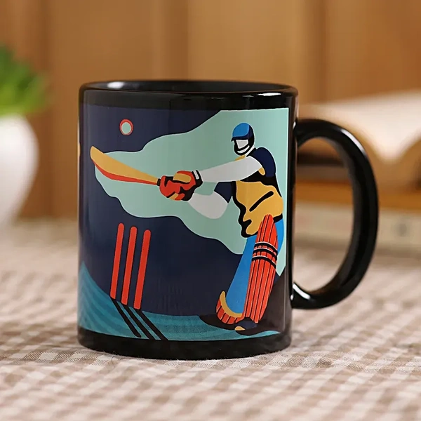 The Cricketer Black Mug