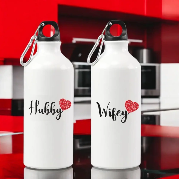 Personalized Valentine Hubby and Wifey Bottle Set