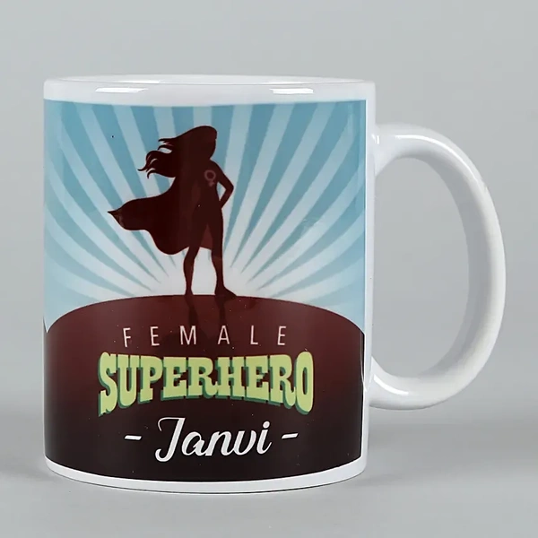 Female Superhero Personalized White Mug