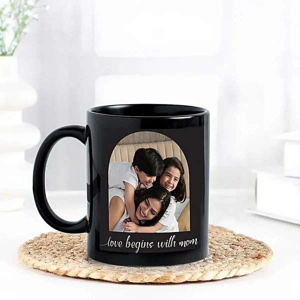 Personalized Love Begins With Mom Gift Mug