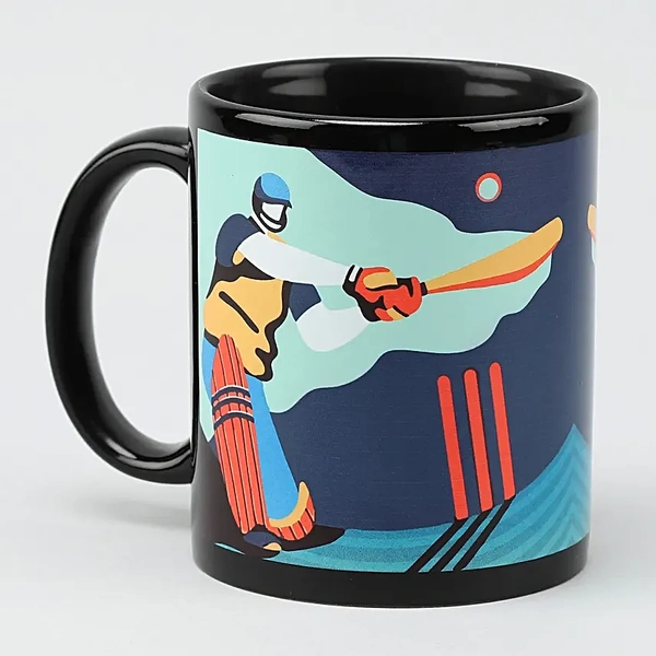 The Cricketer Black Mug