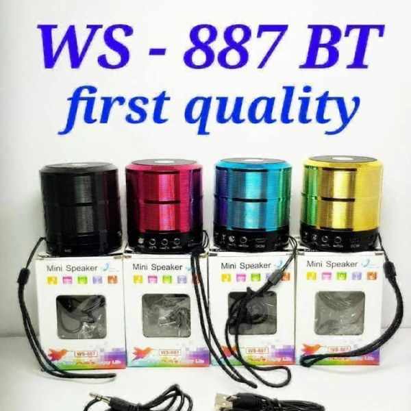 WS-887 Bluetooth Mini Speakers - WS-887 Speaker ,Data Cable &3.5mm Aux Cable