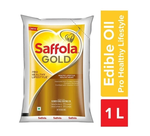 Saffola Gold Pro Healthy Lifestyle Edible Oil 1lt (Pouch) - 