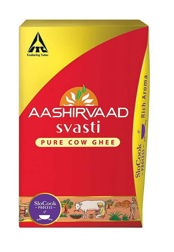 ITC Aashirvaad Svasti Pure Cow Ghee, CEKA 1 LT, Desi Ghee with Rich Aroma - 