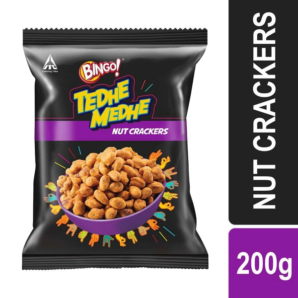 Bingo! Tedhe Medhe Nut Crackers, 200g,Tasty Namkeen Perfect for Snacking
