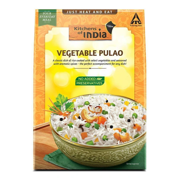 Kitchens of India Ready Meals VEGETABLE PULAO - Heat and Eat, Indian Meal