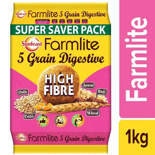 Sunfeast Farmlite 5 Grain Digestive High Fibre ( SUPER SAVER PACK ) 1KG( MADE FROM AASHIRWAAD ATTA NO MAIDA)