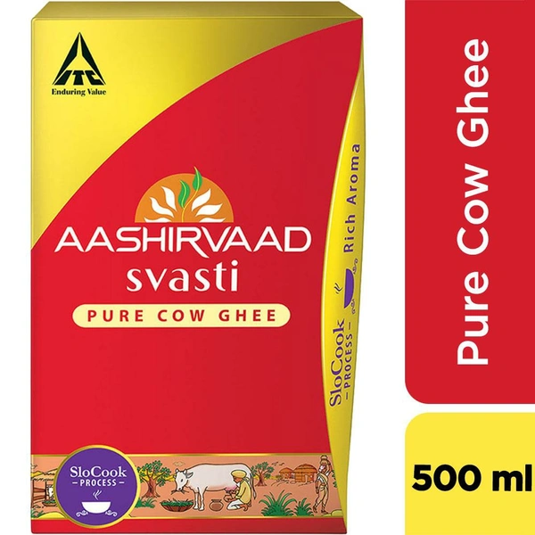 Aashirvaad Svasti Pure Cow Ghee, CEKA 500ml, Desi Ghee with Rich Aroma - 