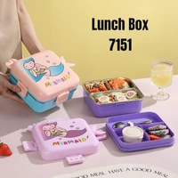 Plastic Lunch Food Box with steel inside  Premium quality  Children Baby Snack Box Layers Lunchbox Portable 1120ML*+70Ml