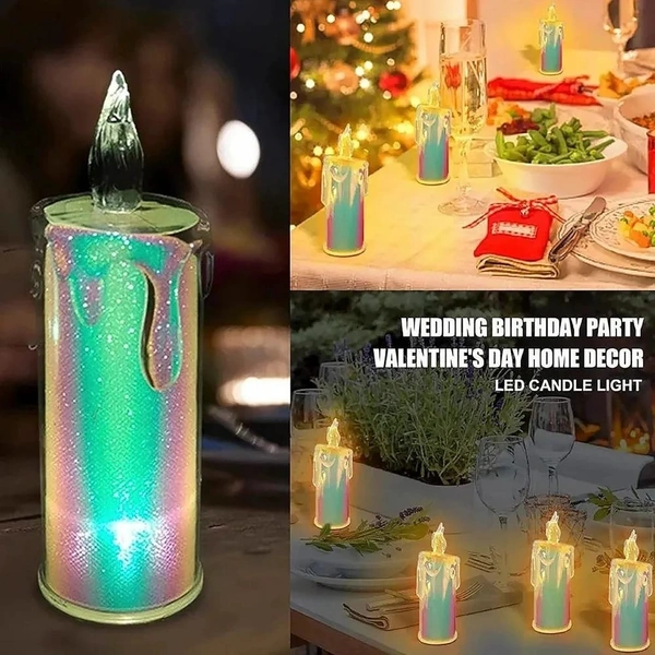 Rainbow holographic candle 11 cms approx Single pc box packing