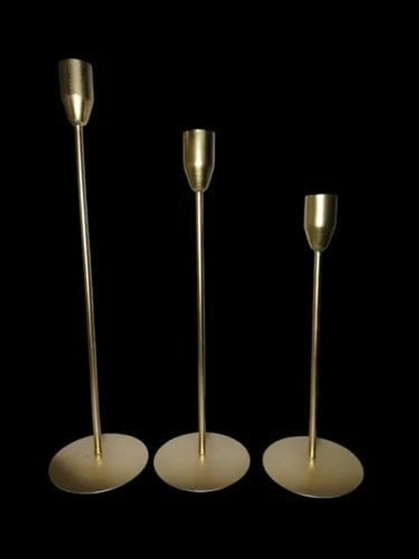 Candle holder stand Metal iron with brass coating.Size 11.5/9.5/7.5 inches Box packing