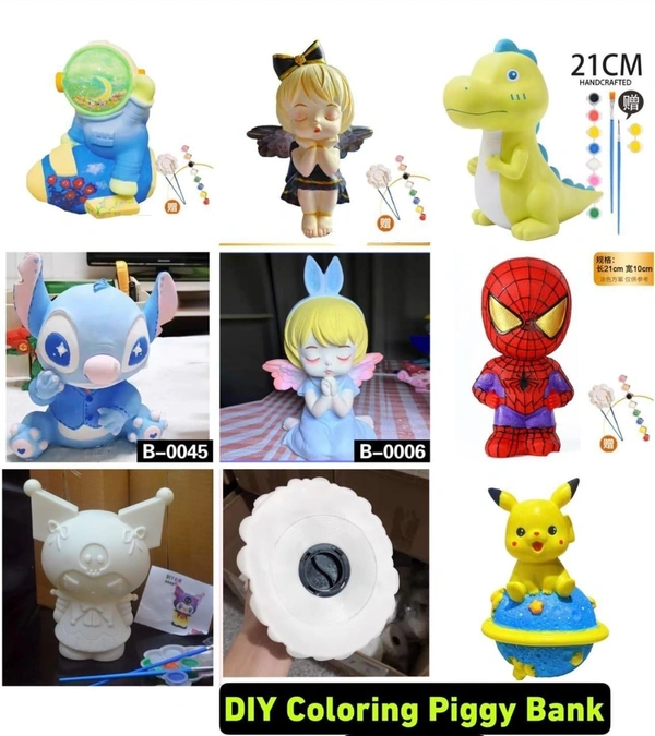 Diy coloring piggy bank Only girl or boy choice possible character random