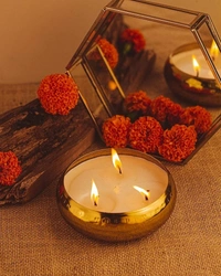 New metal katora urli candle with sota wax Small size 3 inch,  - 3 inch