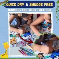 New doodle mats diy kit Reusable 2 themes available vehicle and animal Included in box are 2mats and markers - Animal