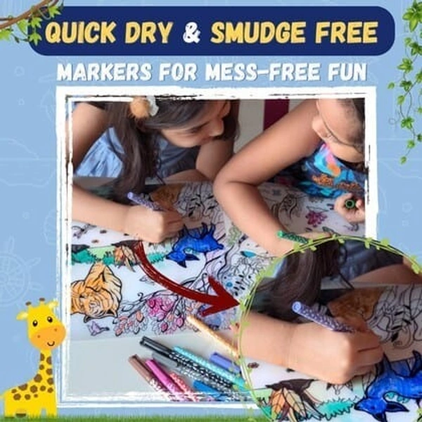 New doodle mats diy kit Reusable 2 themes available vehicle and animal Included in box are 2mats and markers - Animal