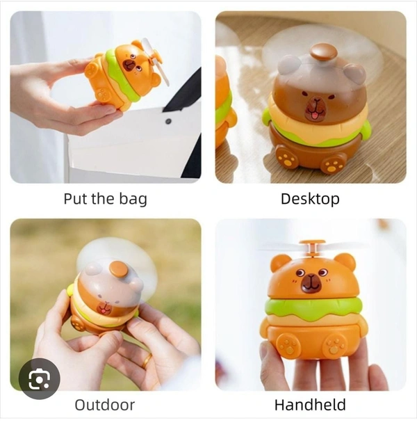 CUTE capybara hand fans with usb charging. Color random only