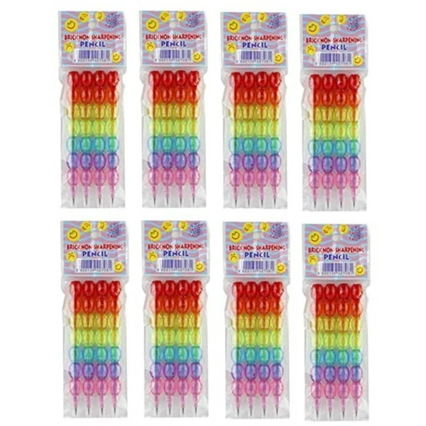 Homeoculture 48 Colourful Pearls Moti Design Non-Sharpening Stacking Pencil for Kids, Birthday Party Return Gifts Pencils(Set of 12, Multicolor, Rainbow)