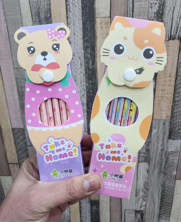 New animal print pencils in a plastic box packing