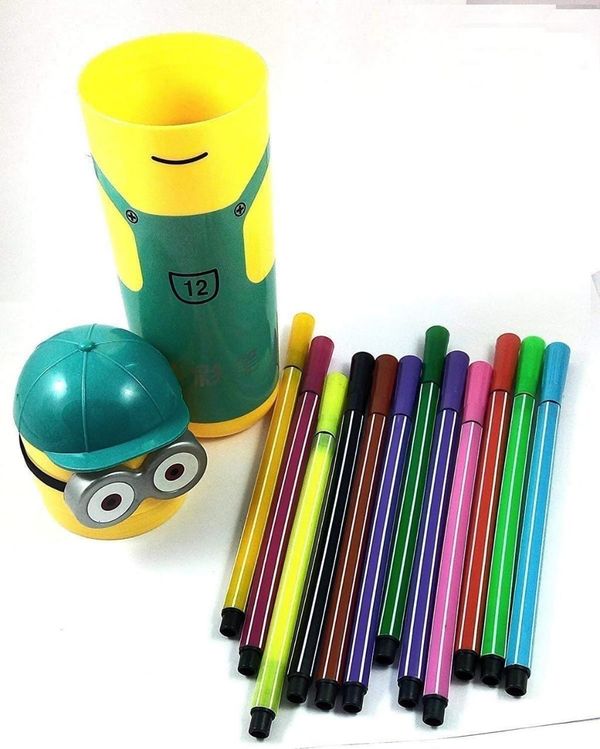 Minion pencil box with 12 sketchpens