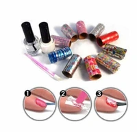 Nail art foils transfer kit set adhesive tips creative nail art materials