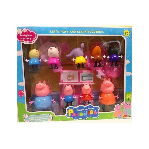 Homeoculture Peppa pig family of 9 figurine toys