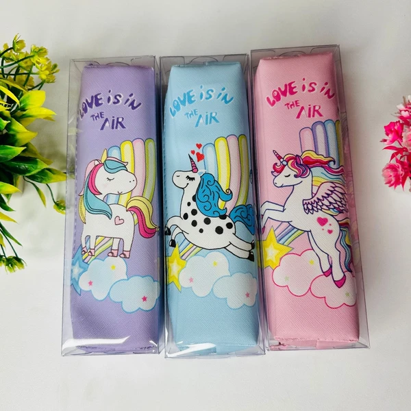 Homeoculture 1 pencil pouch ( characters available unicorn, BTS, dino, space, superhero, frozen) 1 pack smiley eraser 1 bullet pencil (random as per theme) 1 sharpner