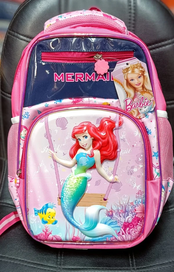 Homeoculture Cute embossed mermaid 14 inch bagpack with 4 zips