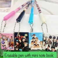 Erasable pens with hanging mini notebook Now available in BTS and black pink theme Color random only character choice possible